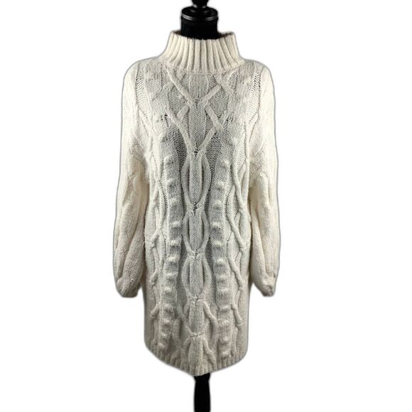 H&M Cable Knit Chunky Oversize Sweater Dress in White XS - Picture 1 of 13